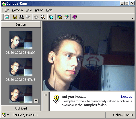 Main ConquerCam application window